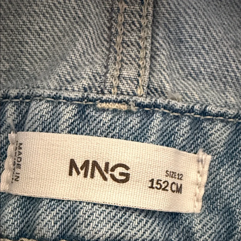 Mango Light Blue Denim Overalls with paint details